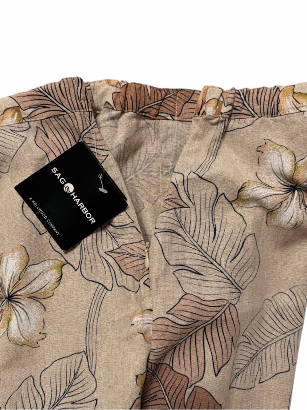 NWT Sag Harbor Tropical Floral Linen Blend Maxi Skirt Tan Brown Size 16 - Picture 2 of 8
